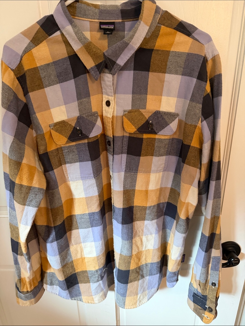 Patagonia women’s Yellow & Gray Plaid Flannel Shirt